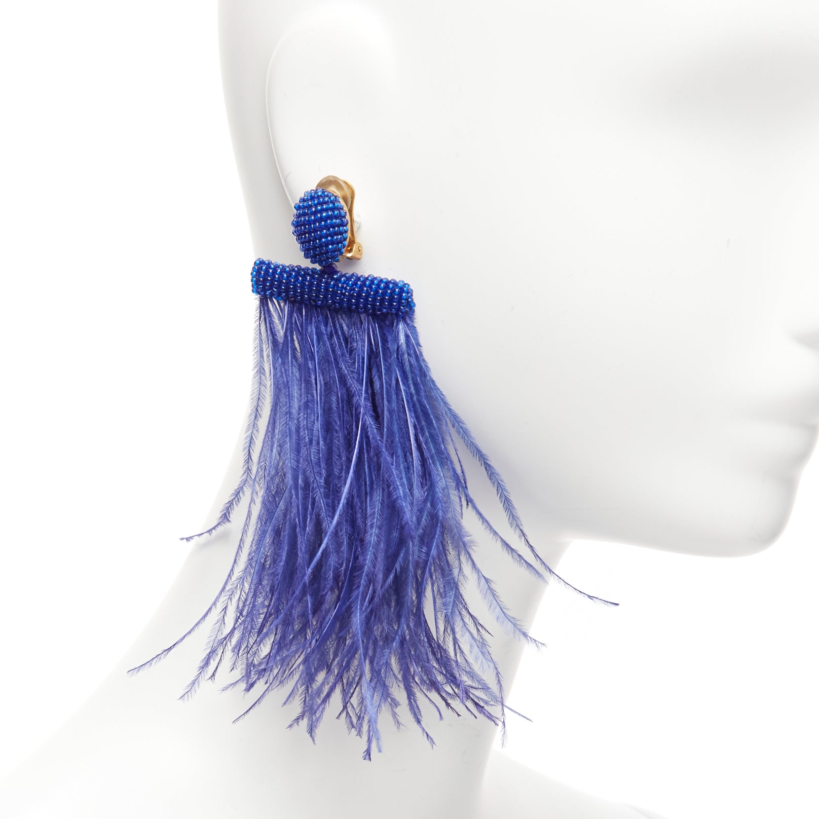 Oscar De La Renta Feather Beaded Earrings