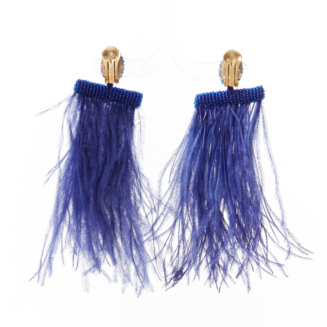 Oscar De La Renta Feather Beaded Earrings - Image 6
