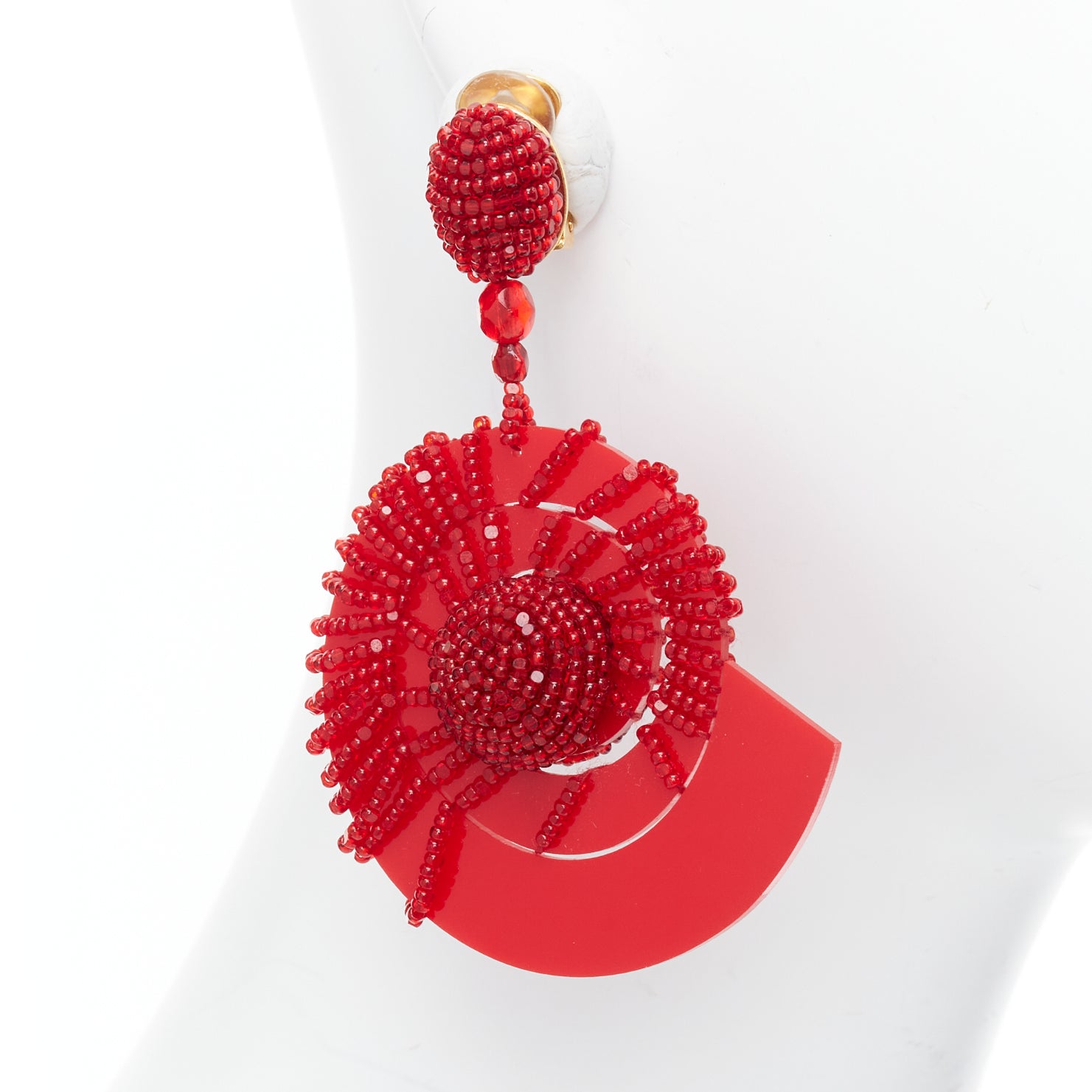 Oscar De La Renta Spiral Shell Earrings - Side view