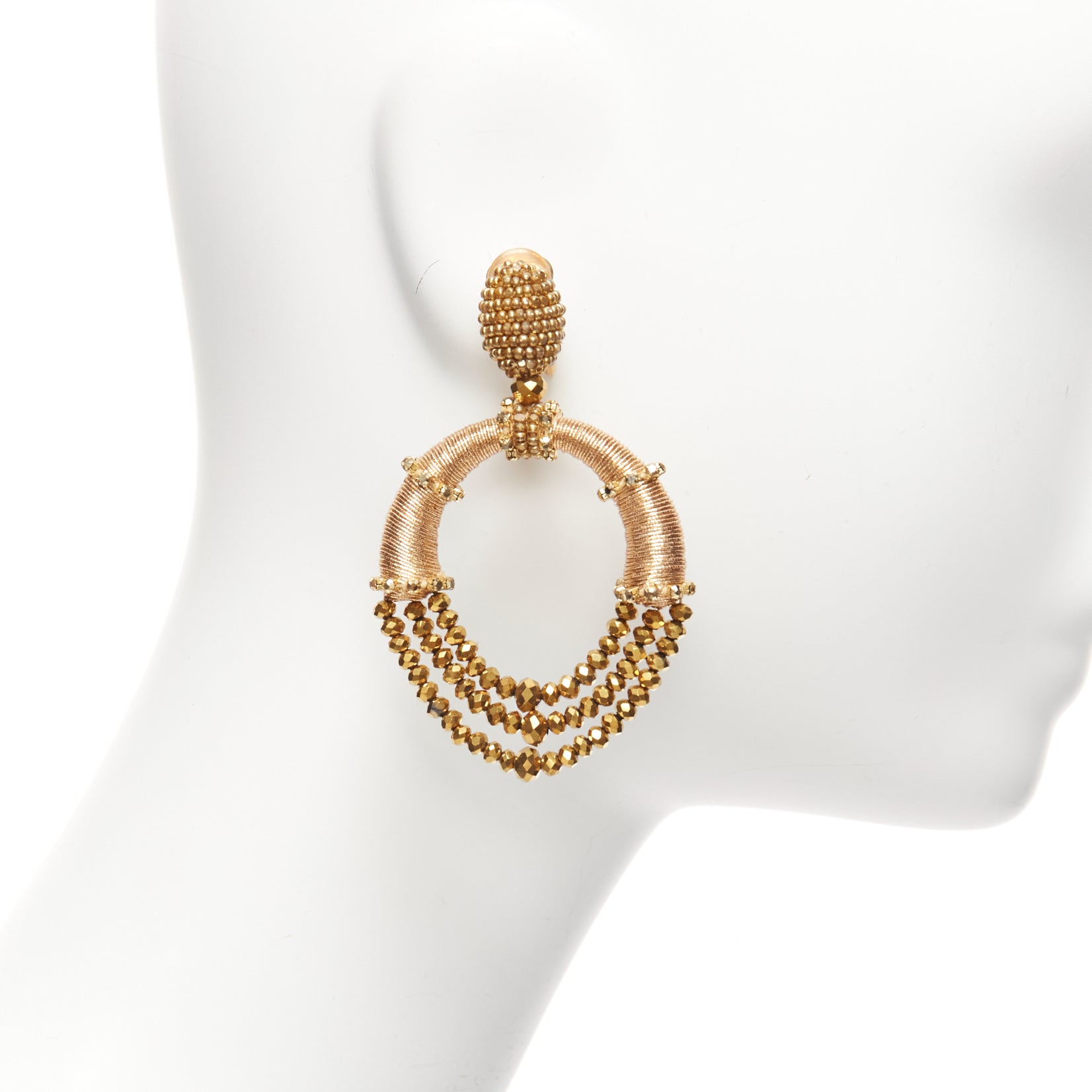 Oscar De La Renta Beaded Hoop Earrings - 4