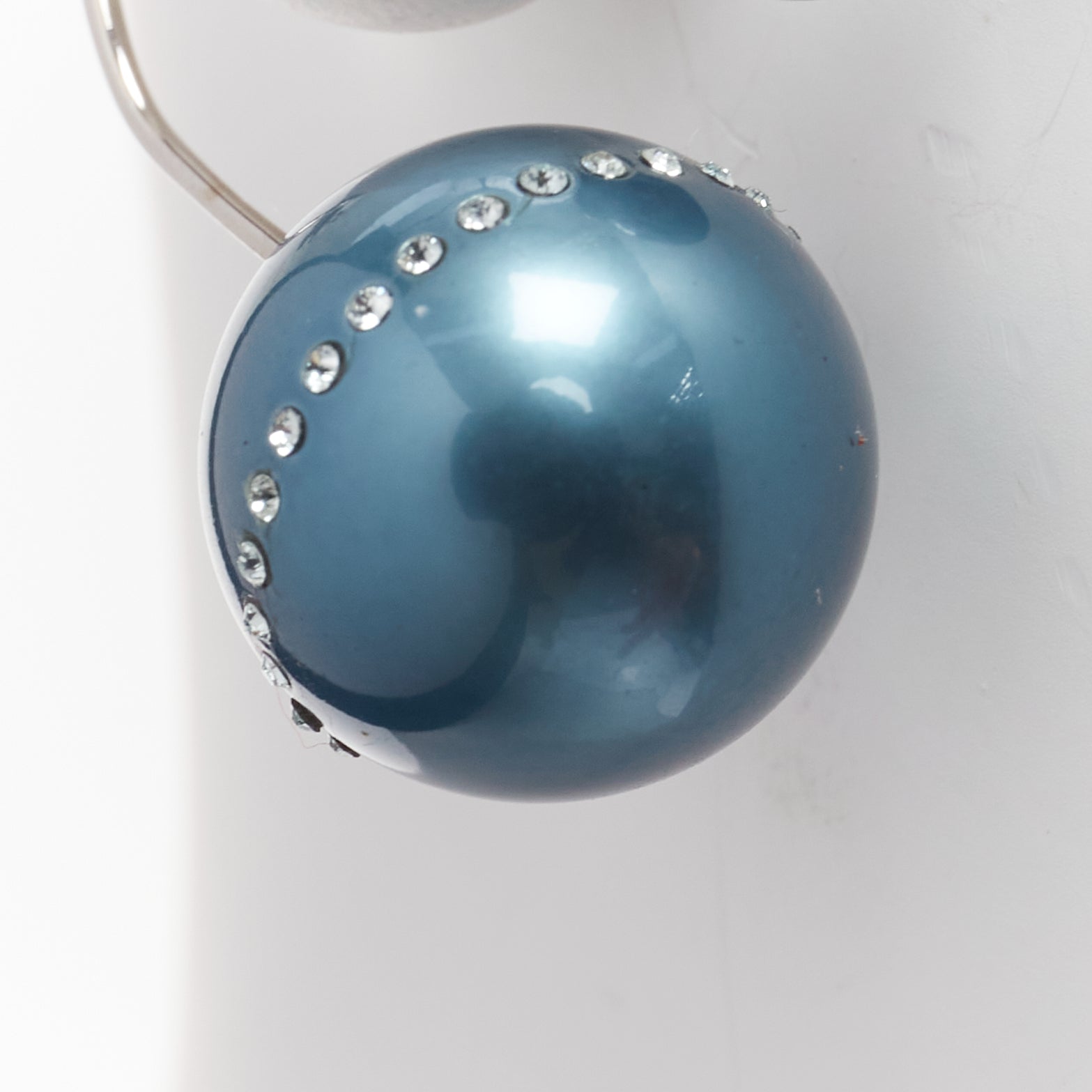 Dior Blue Pearl Earrings - Side view