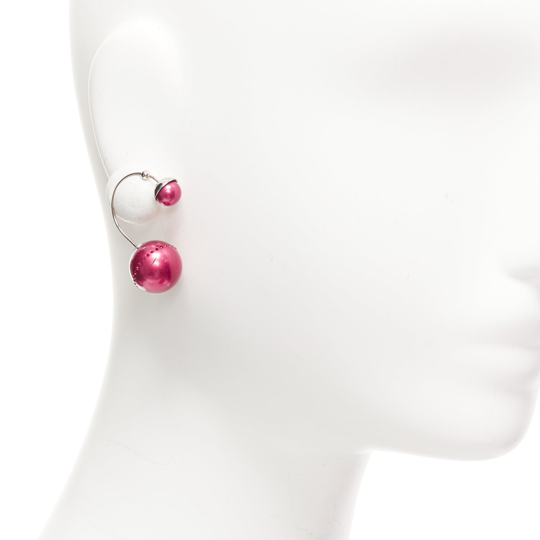 Dior Red Pearl Earrings - Back view
