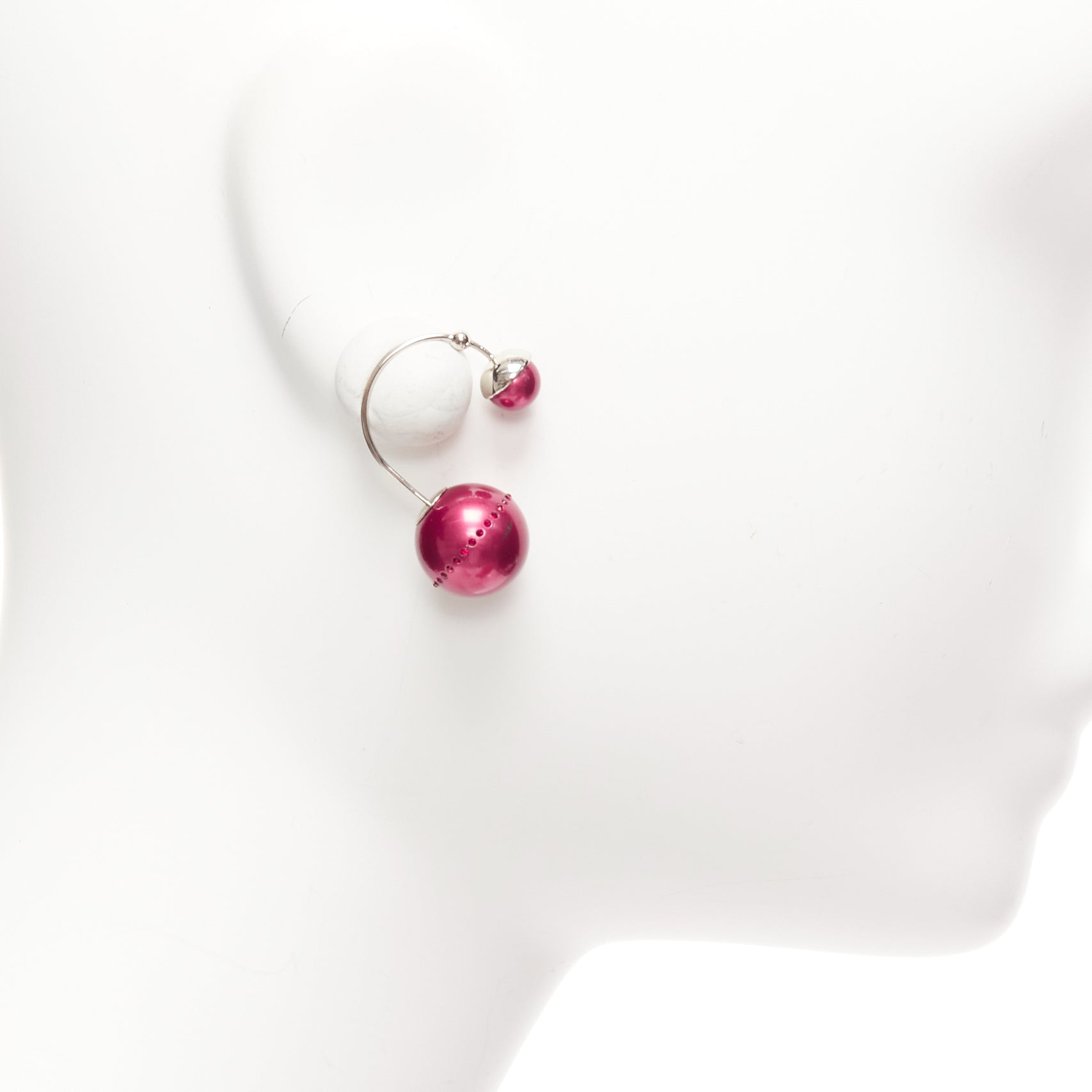 Dior Red Pearl Earrings - 4