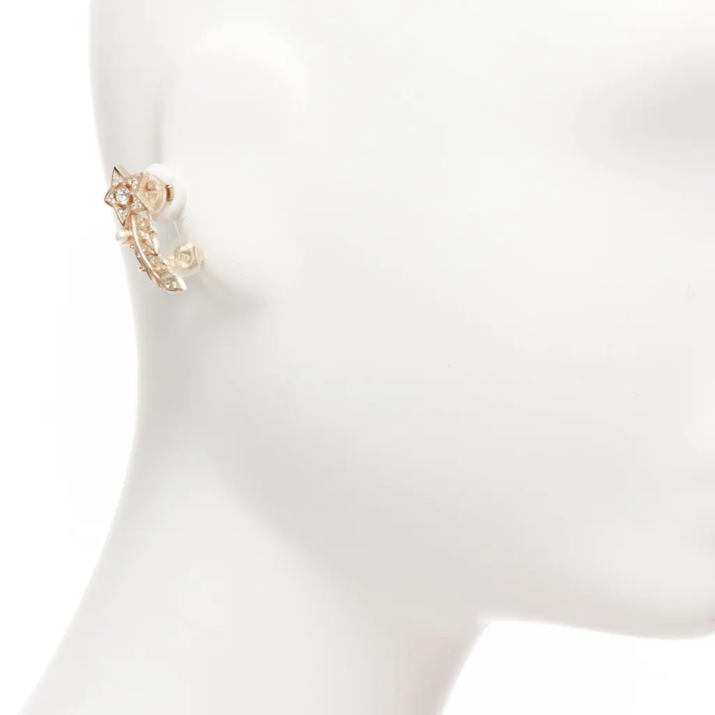Chanel Shooting Star Earrings Gold Metal Never worn - Back View
