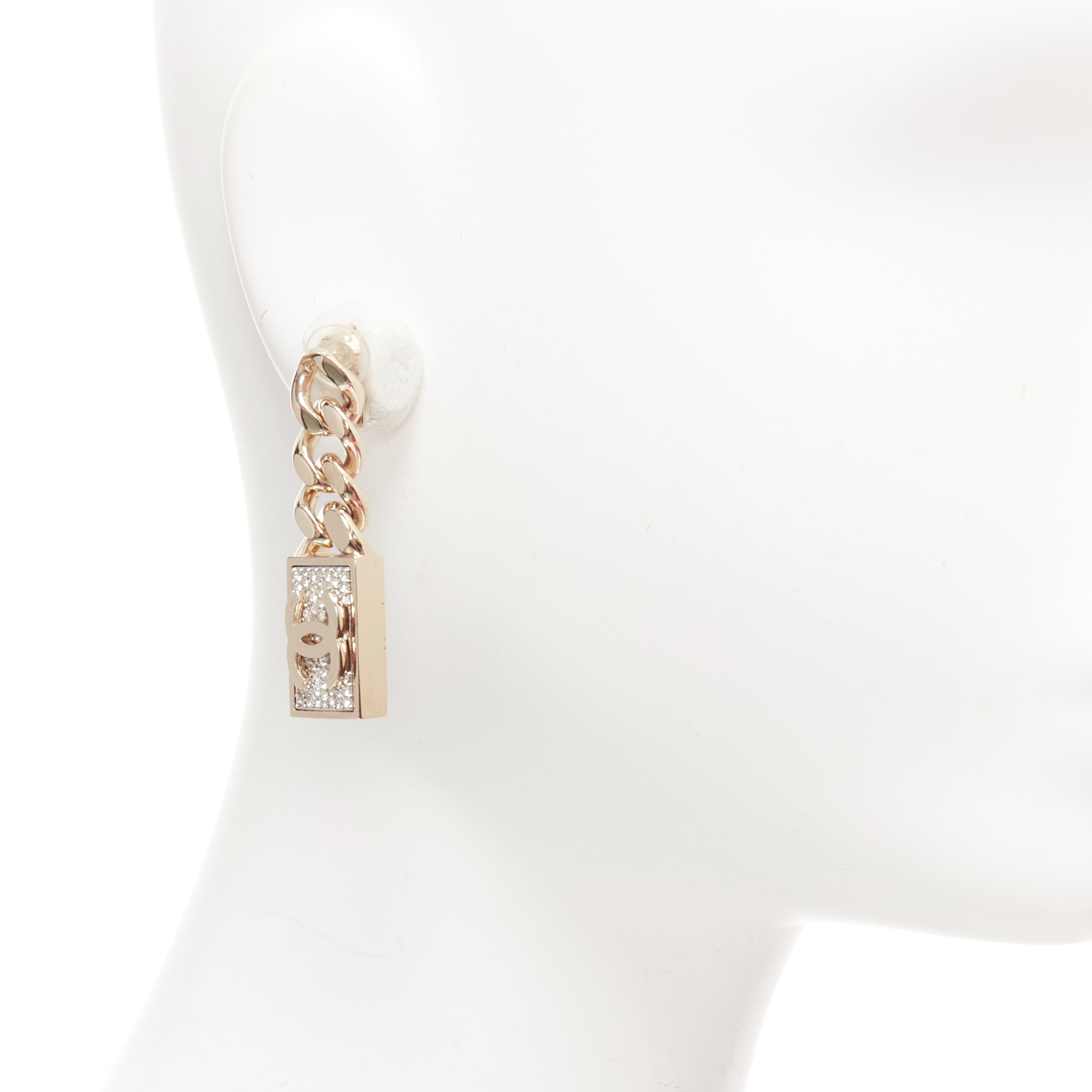 Chanel Pave Chain Earrings - Back view