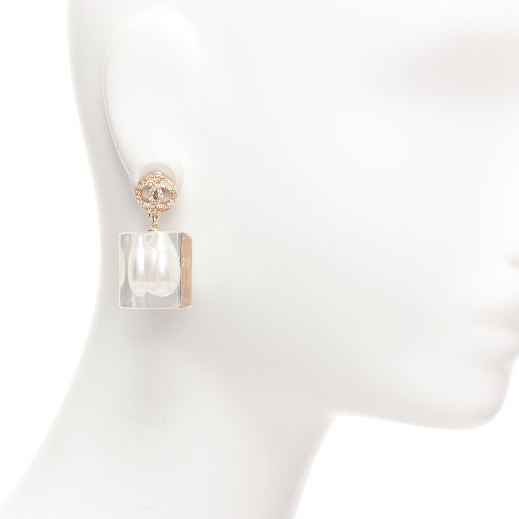 Chanel Encased Pearl Earrings - Back view