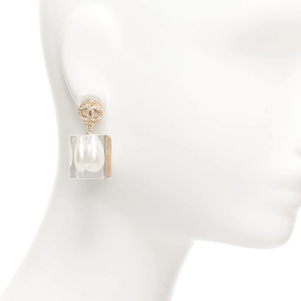 Chanel Encased Pearl Earrings White Pearl Never worn - Back View