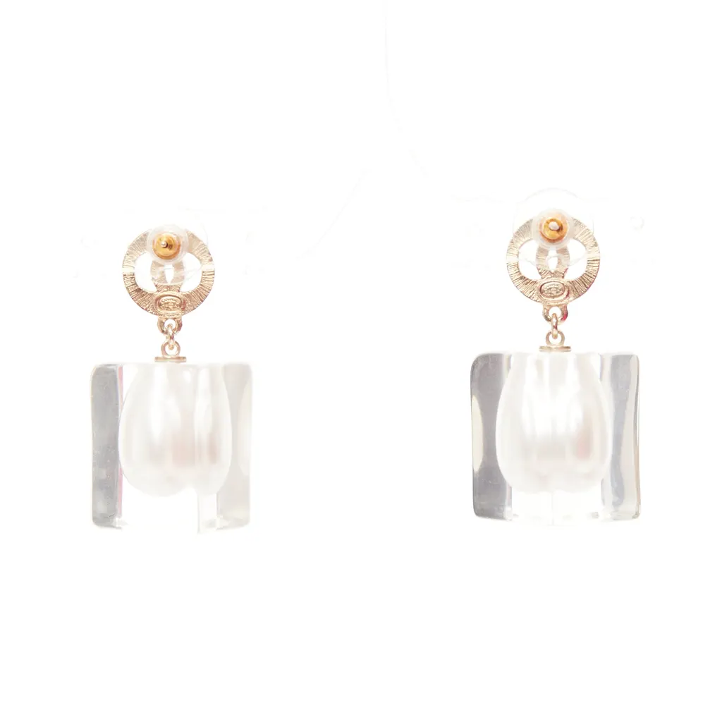 Chanel Encased Pearl Earrings White Pearl Never worn - Inside View