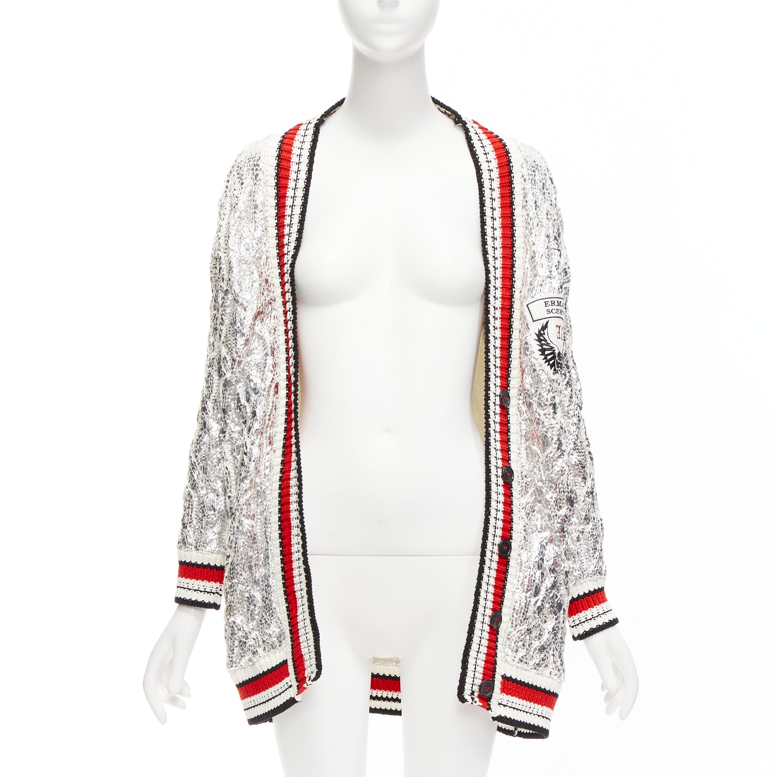 Ermanno Scervino Silver Foil Cardigan - Image 6