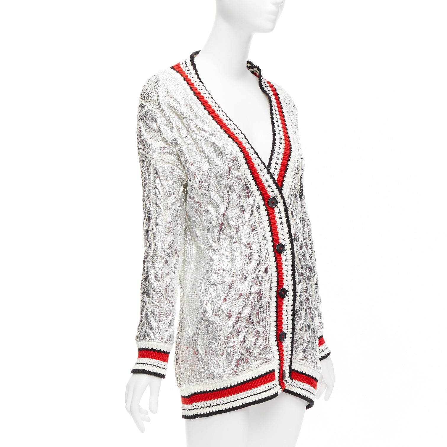 Ermanno Scervino Silver Foil Cardigan - 4