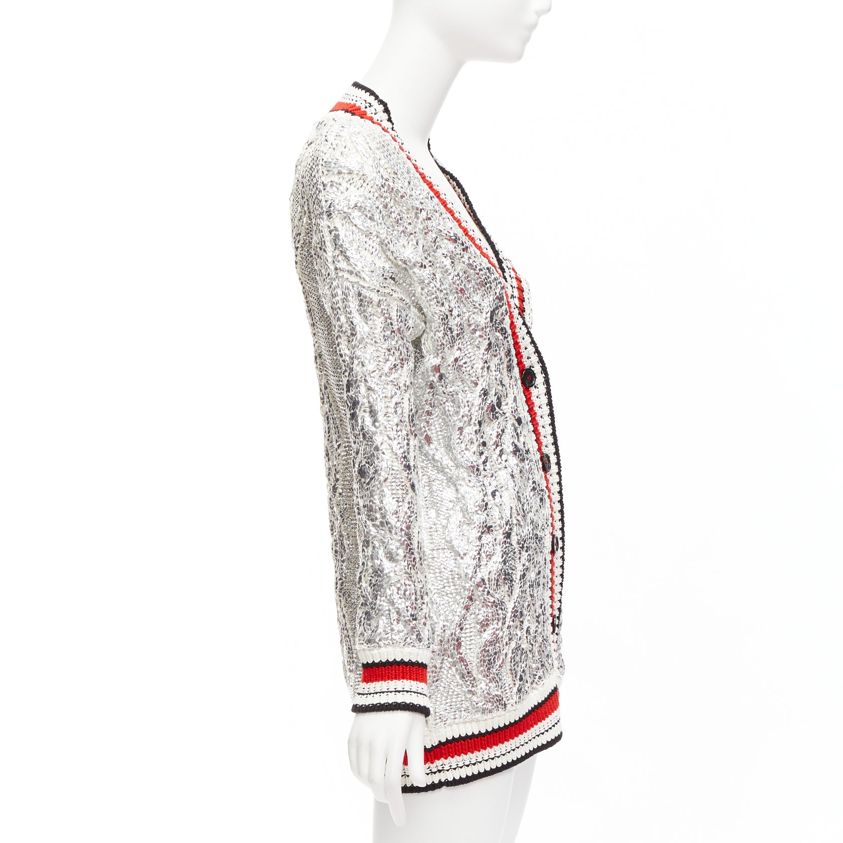 Ermanno Scervino Silver Foil Cardigan - Side view