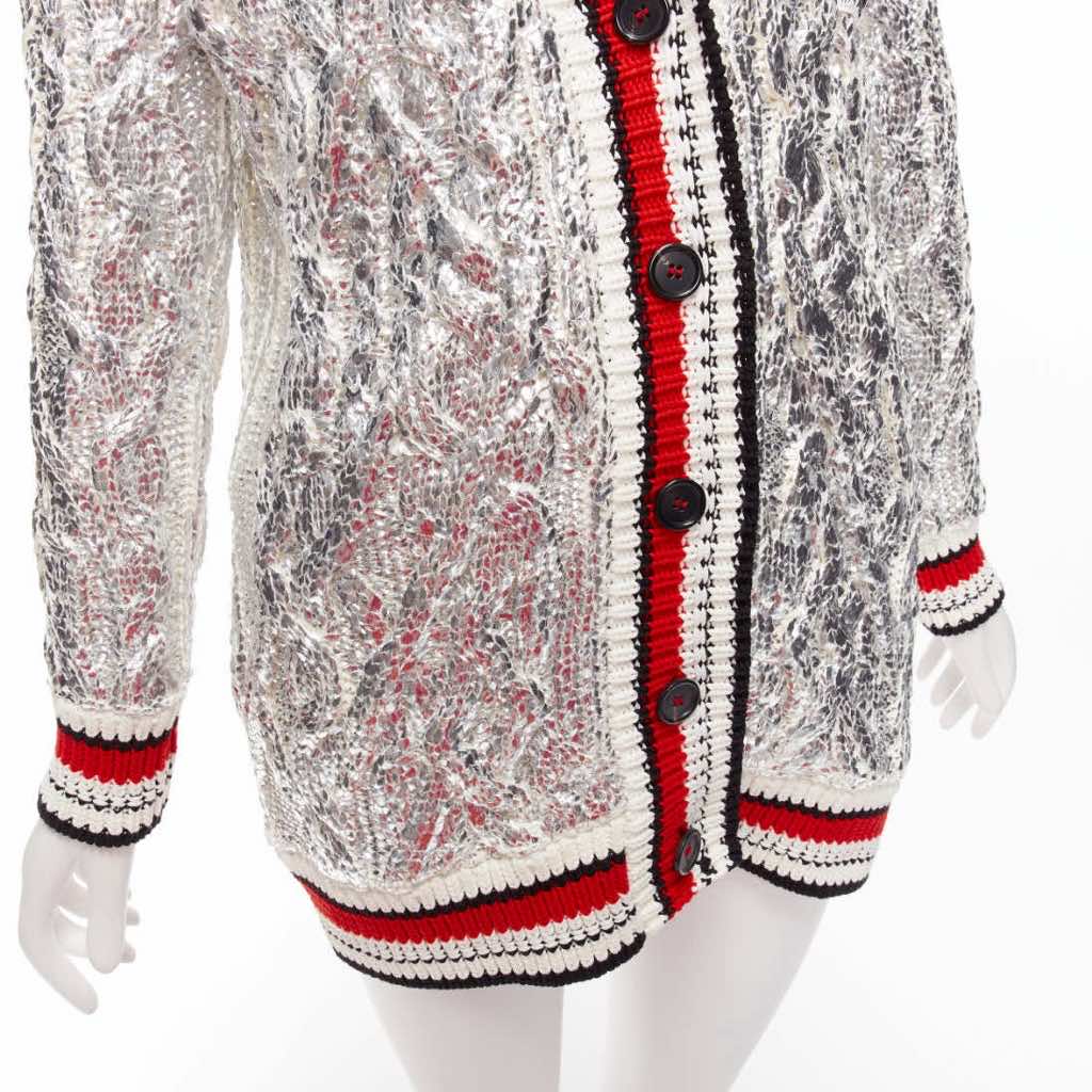 Ermanno Scervino Silver Foil Cardigan - Image 10