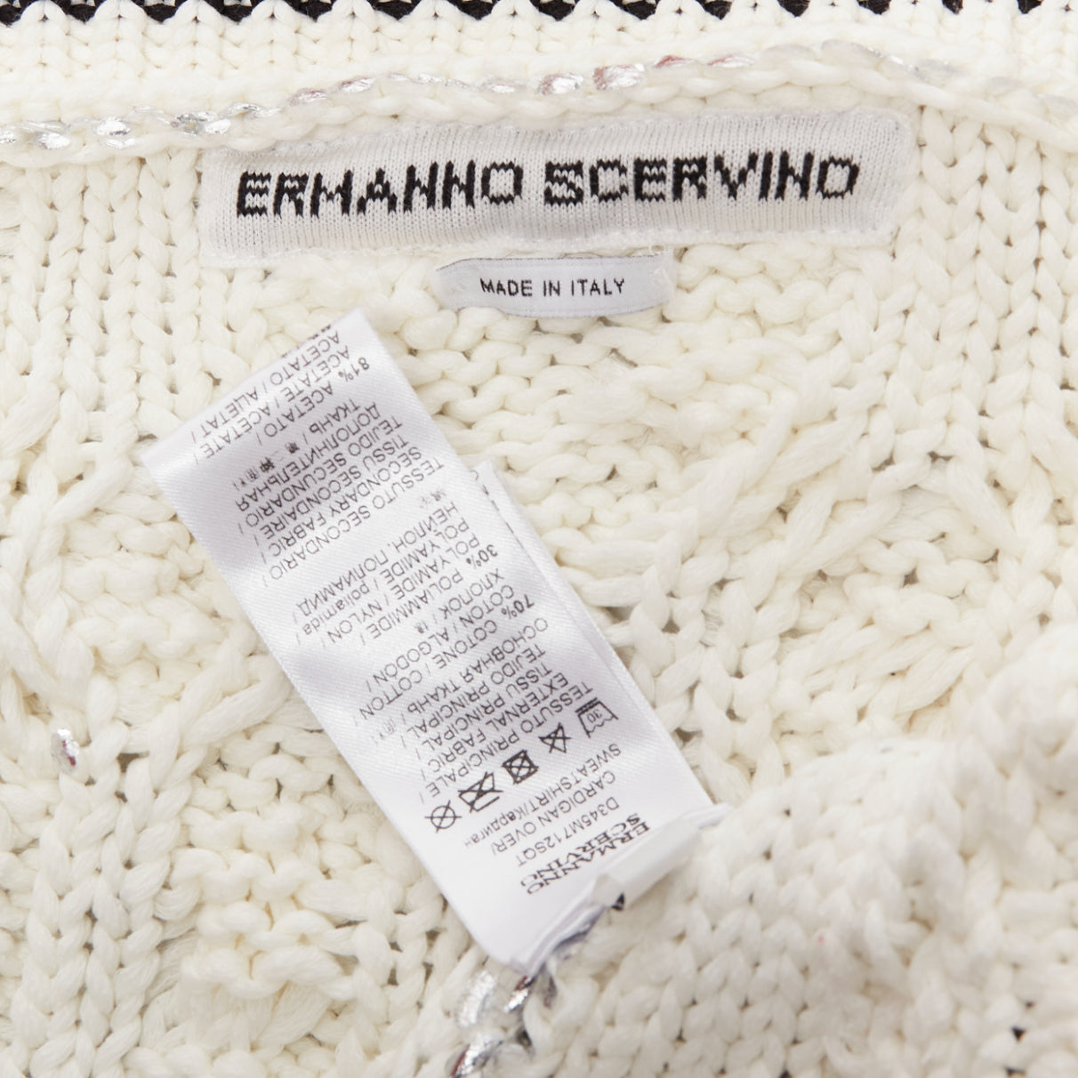 Ermanno Scervino Silver Foil Cardigan - Image 11