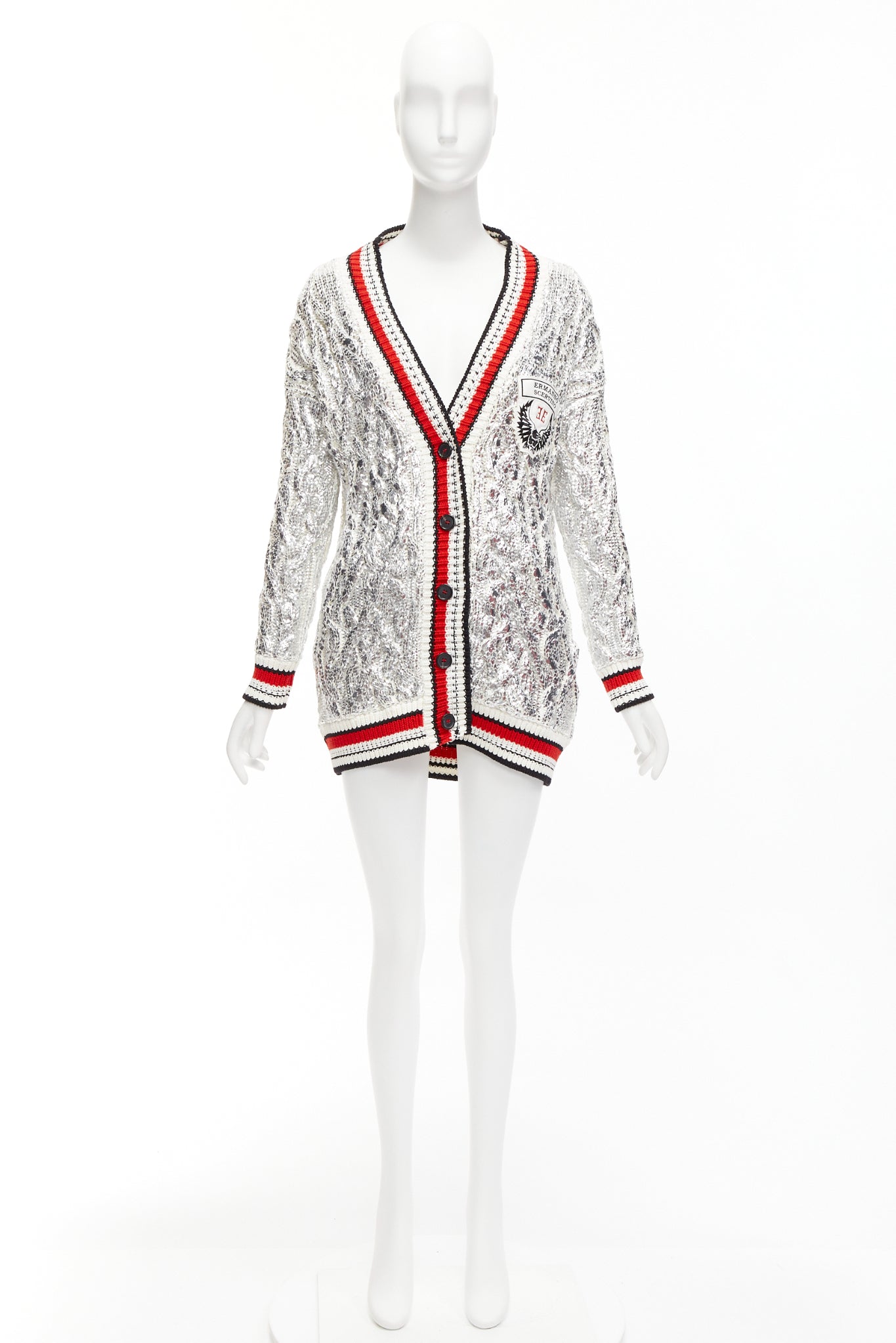 Ermanno Scervino Silver Foil Cardigan - Image 12