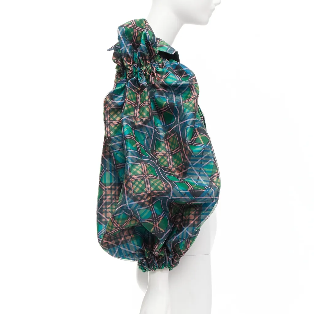 Chopova Lowena Plaid Puff Shirt Green Polyester Very good - Box View