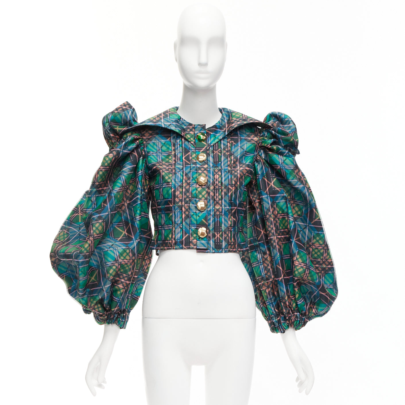 Chopova Lowena Plaid Puff Shirt - Image 12