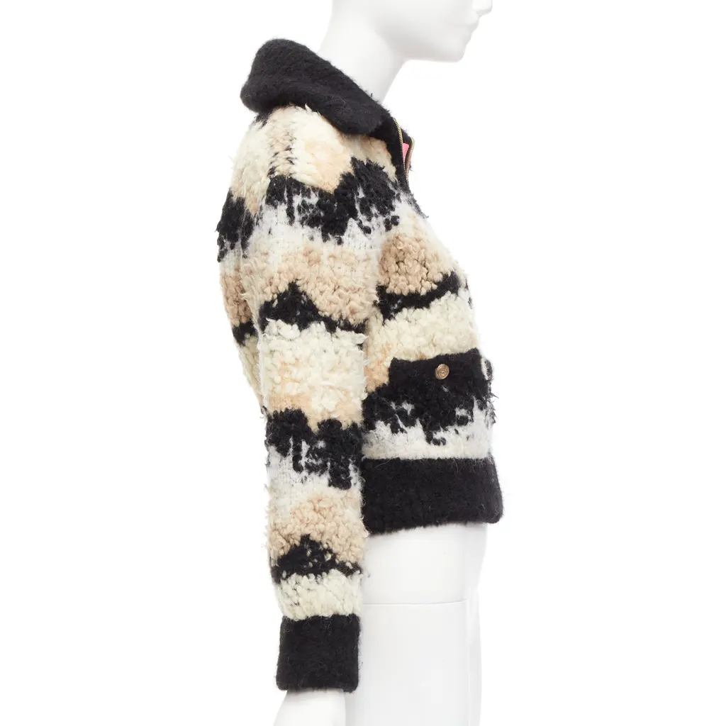 Chanel CC Pearl Bomber Beige Wool Never worn - Box View