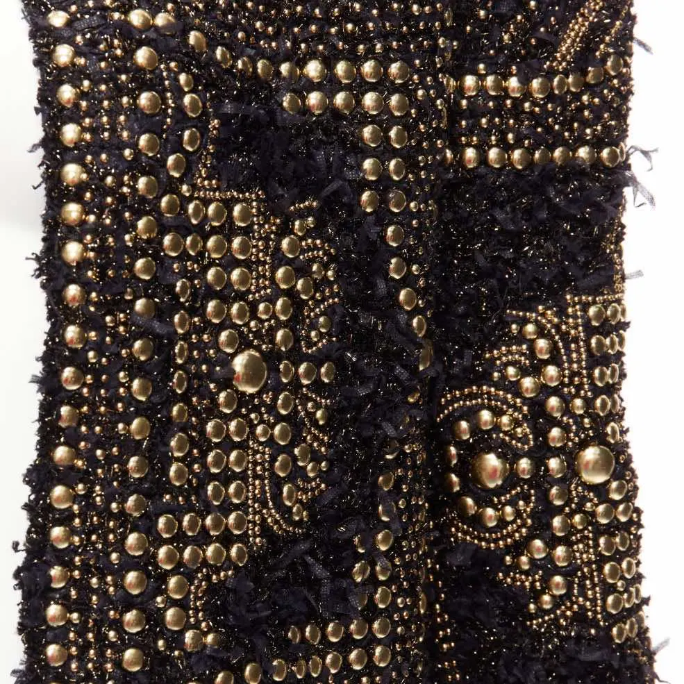 Balmain Gold Tweed Jacket Black Polyamide Never worn - Back View