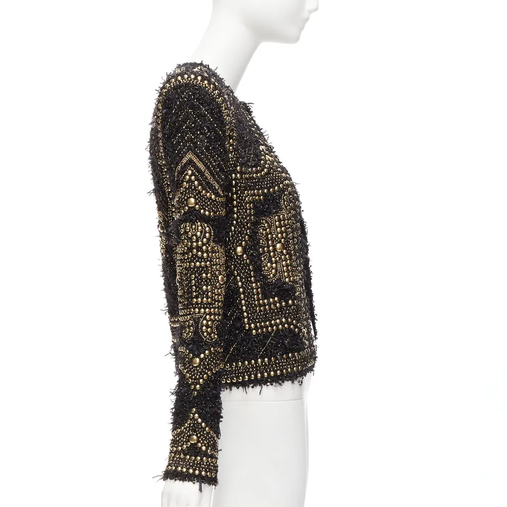 Balmain Gold Tweed Jacket Black Polyamide Never worn - Box View