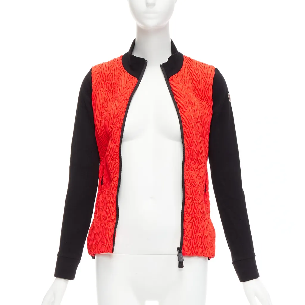 Moncler Red Chevron Fitted Jacket Orange Polyester Never worn, with tag - Inside View