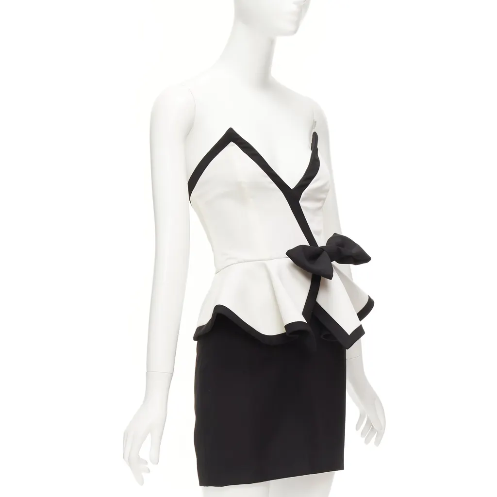 Alessandra Rich Colorblocked Cocktail Dress Black Wool Never worn - Inside View