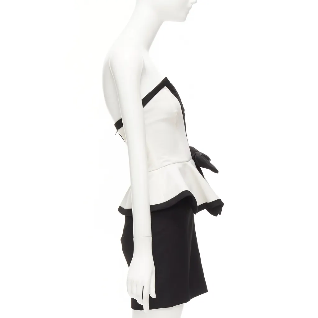 Alessandra Rich Colorblocked Cocktail Dress Black Wool Never worn - Model View