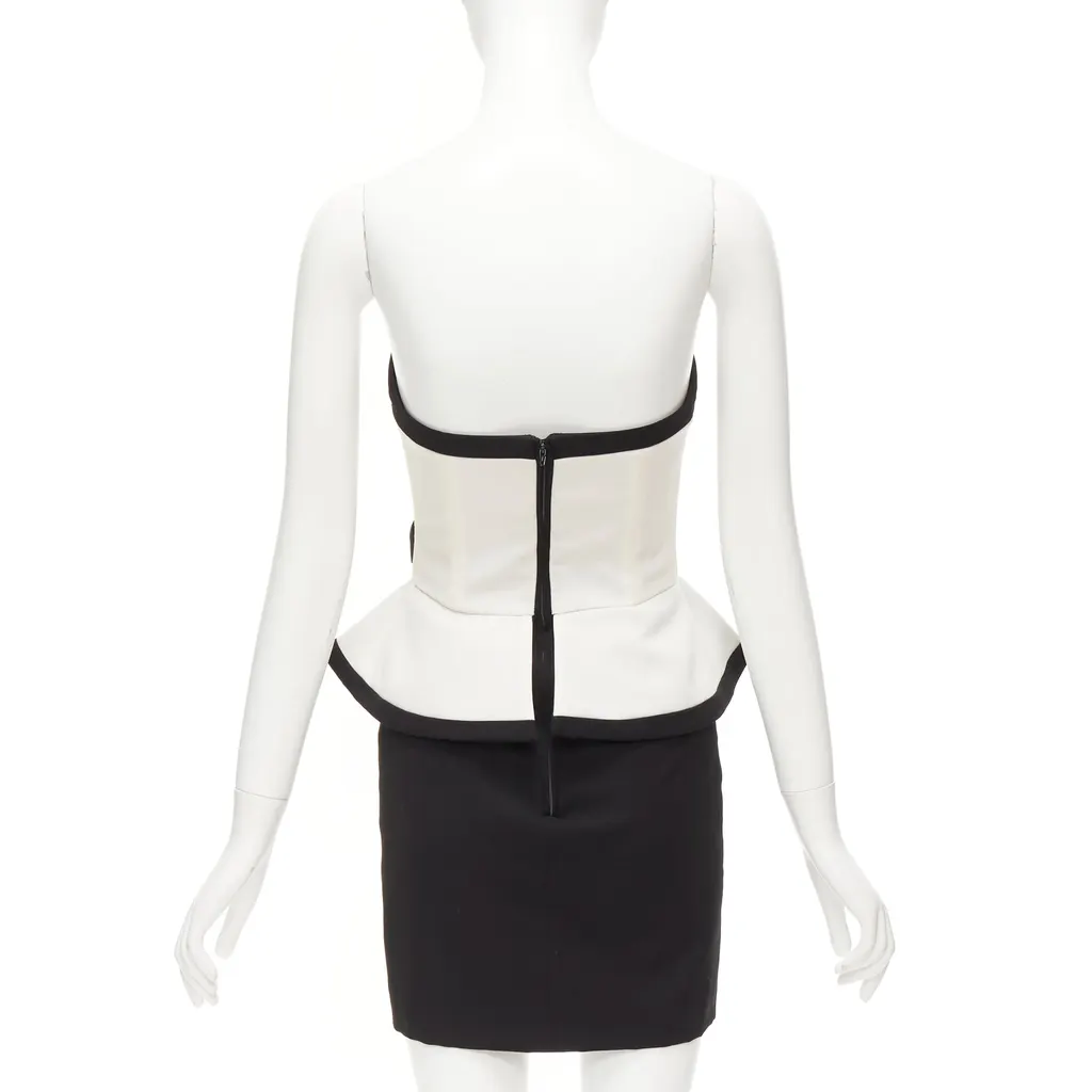 Alessandra Rich Colorblocked Cocktail Dress Black Wool Never worn - Box View