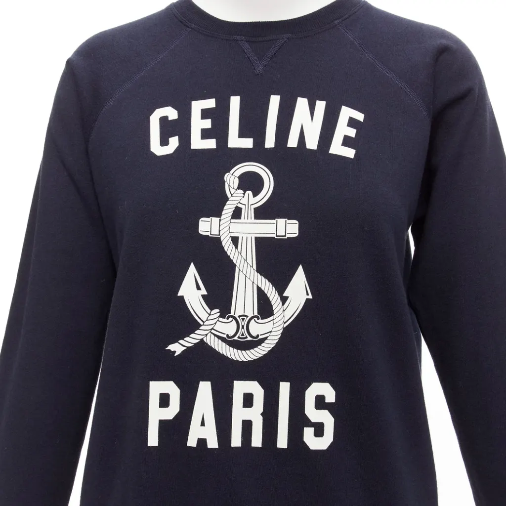 Celine Anchor Logo Sweatshirt Navy Cotton Fair - Back View