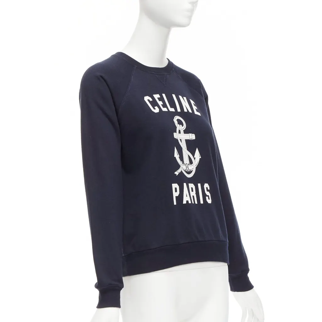 Celine Anchor Logo Sweatshirt Navy Cotton Fair - Inside View
