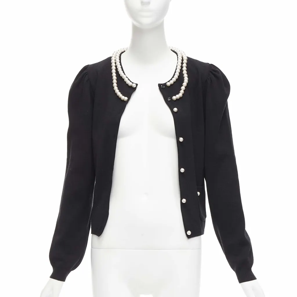 Moschino Pearl Collar Cardigan Black Polyamide Never worn - Inside View
