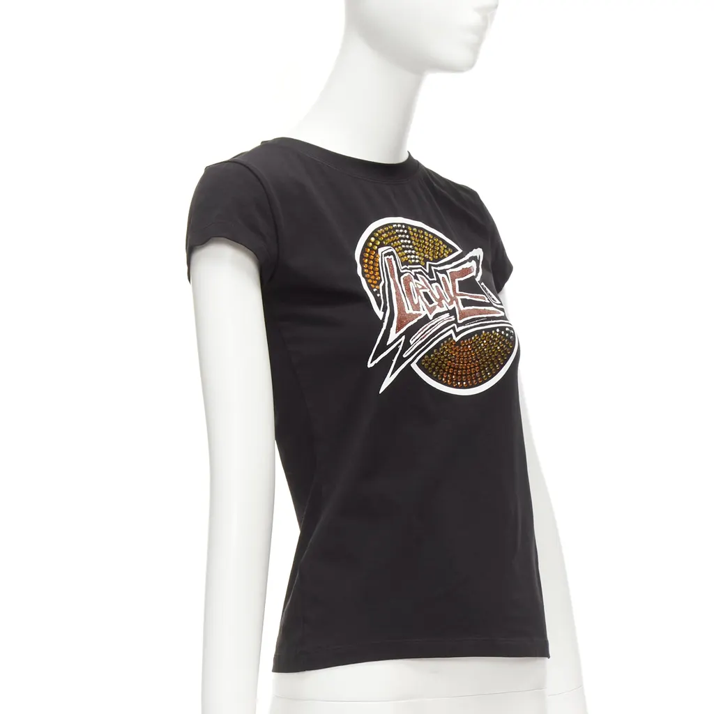 Loewe Crystal Glitter Shirt Black Cotton Never worn - Inside View