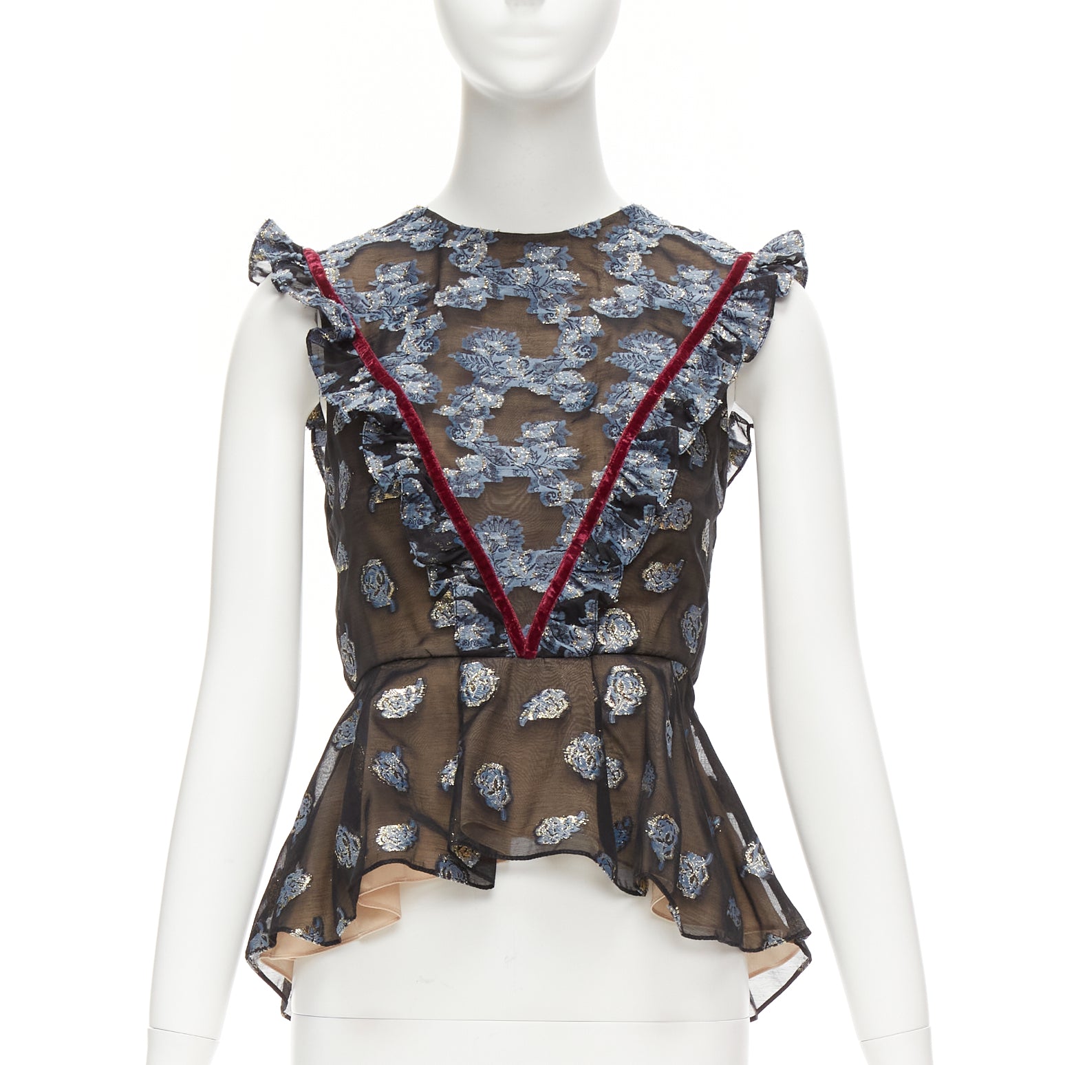 Erdem Velvet Frill Top