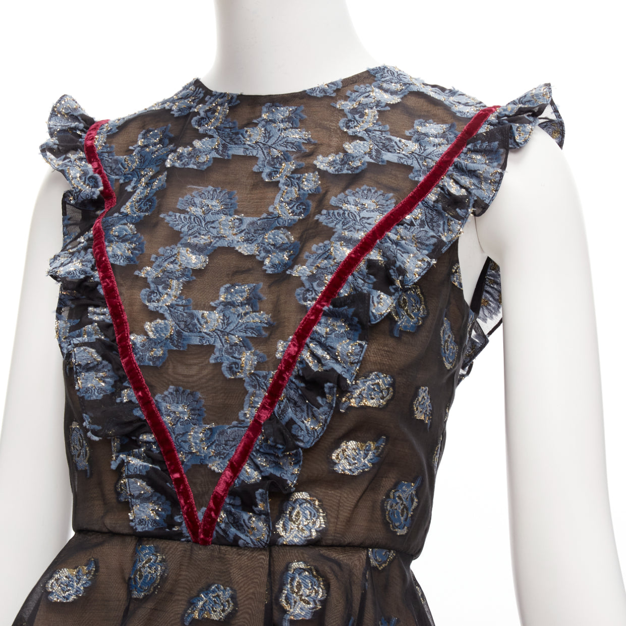 Erdem Velvet Frill Top - Back view