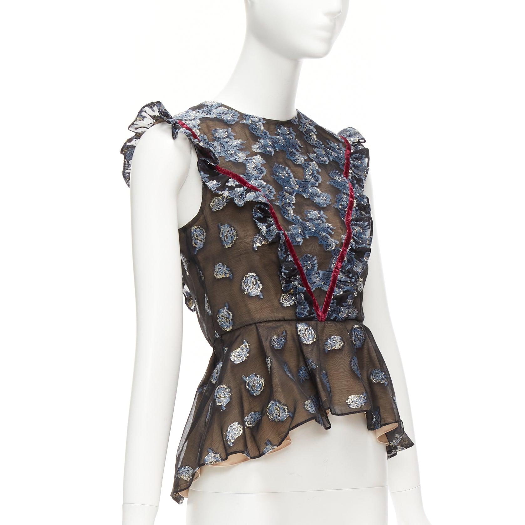 Erdem Velvet Frill Top - Image 6