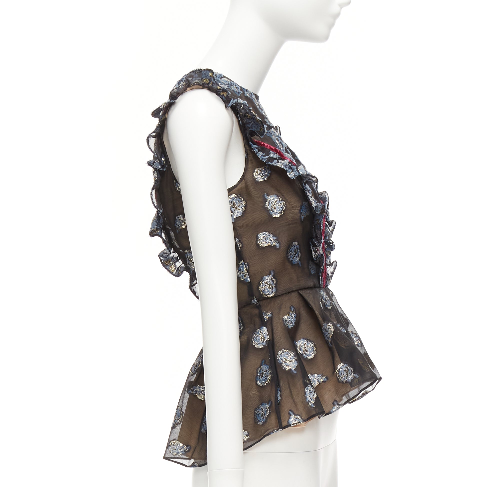 Erdem Velvet Frill Top - 4