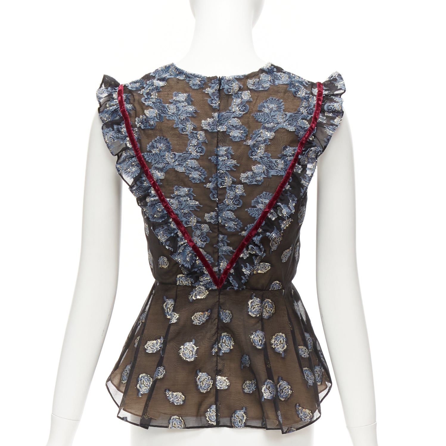 Erdem Velvet Frill Top - Side view