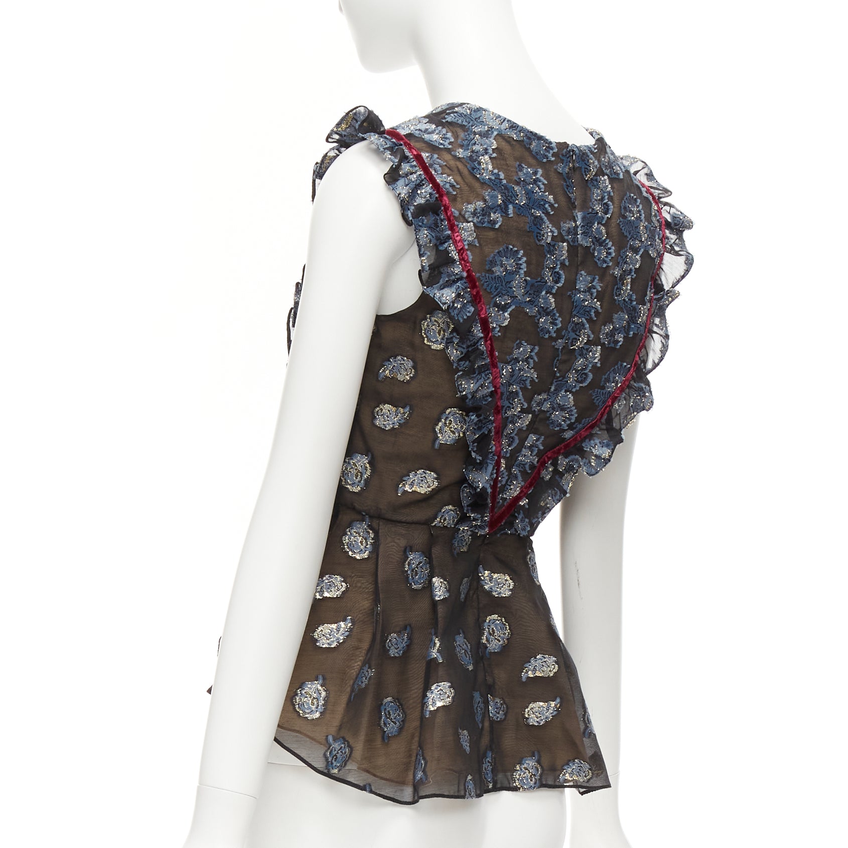 Erdem Velvet Frill Top - Detail 1