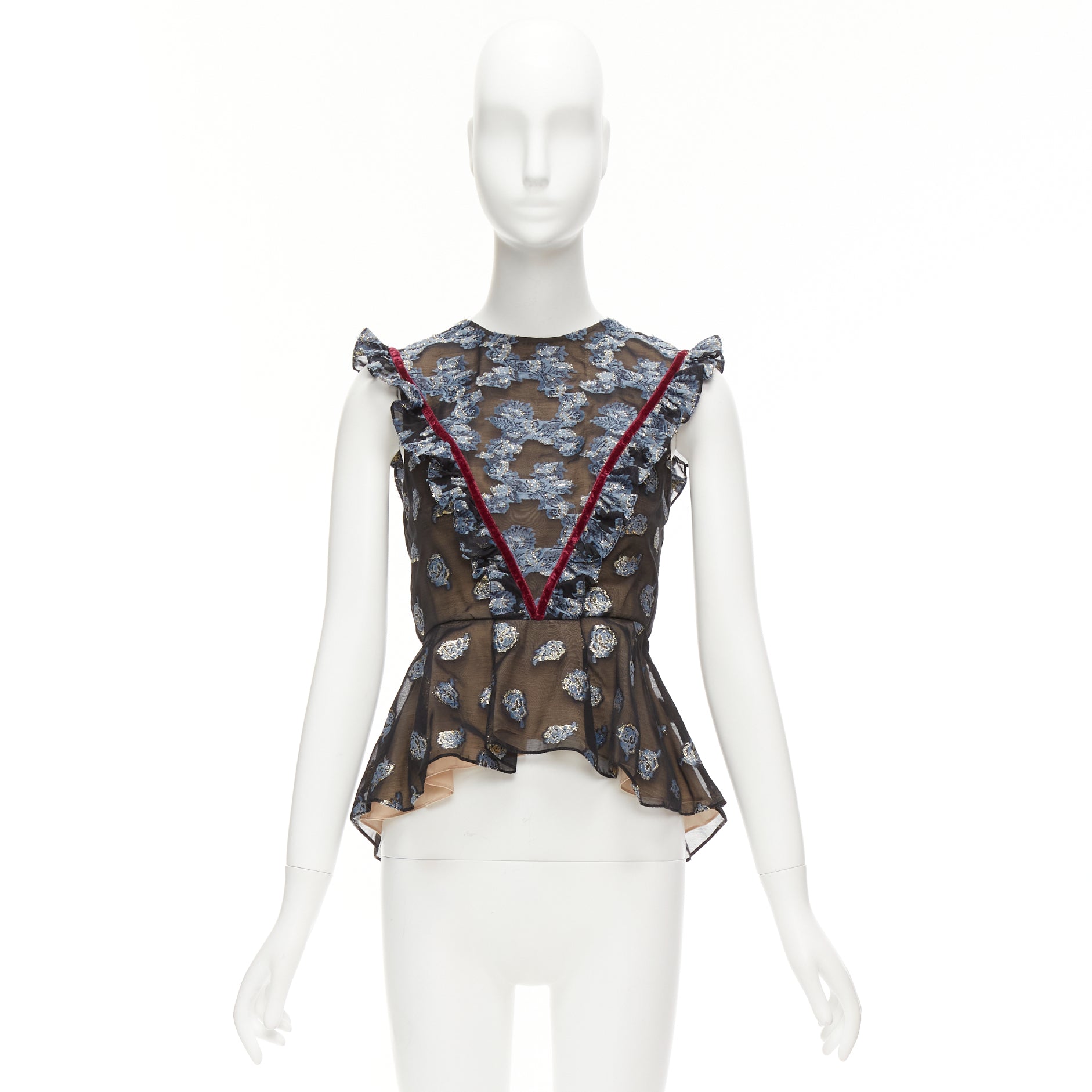 Erdem Velvet Frill Top - Image 11