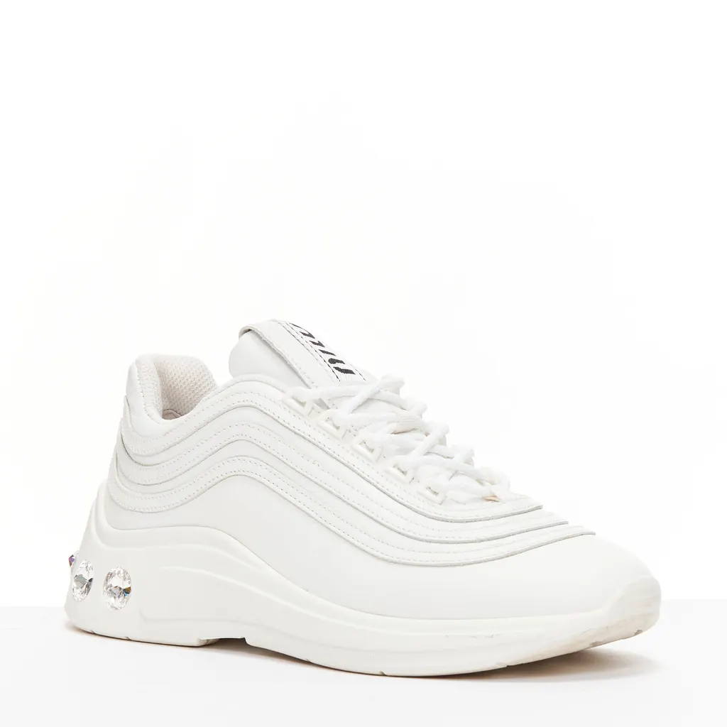 Miu Miu Crystal Heel Sneakers White Leather Very good - Inside View