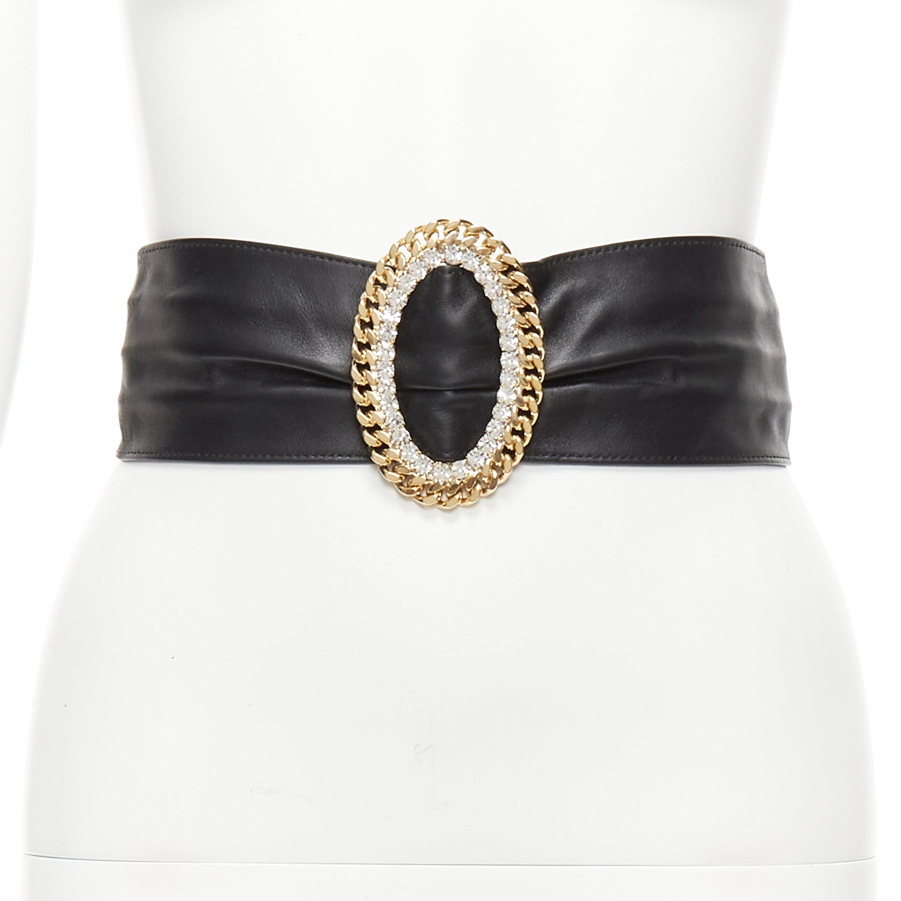 Alessandra Rich Stripe Fabric Skinny Belt