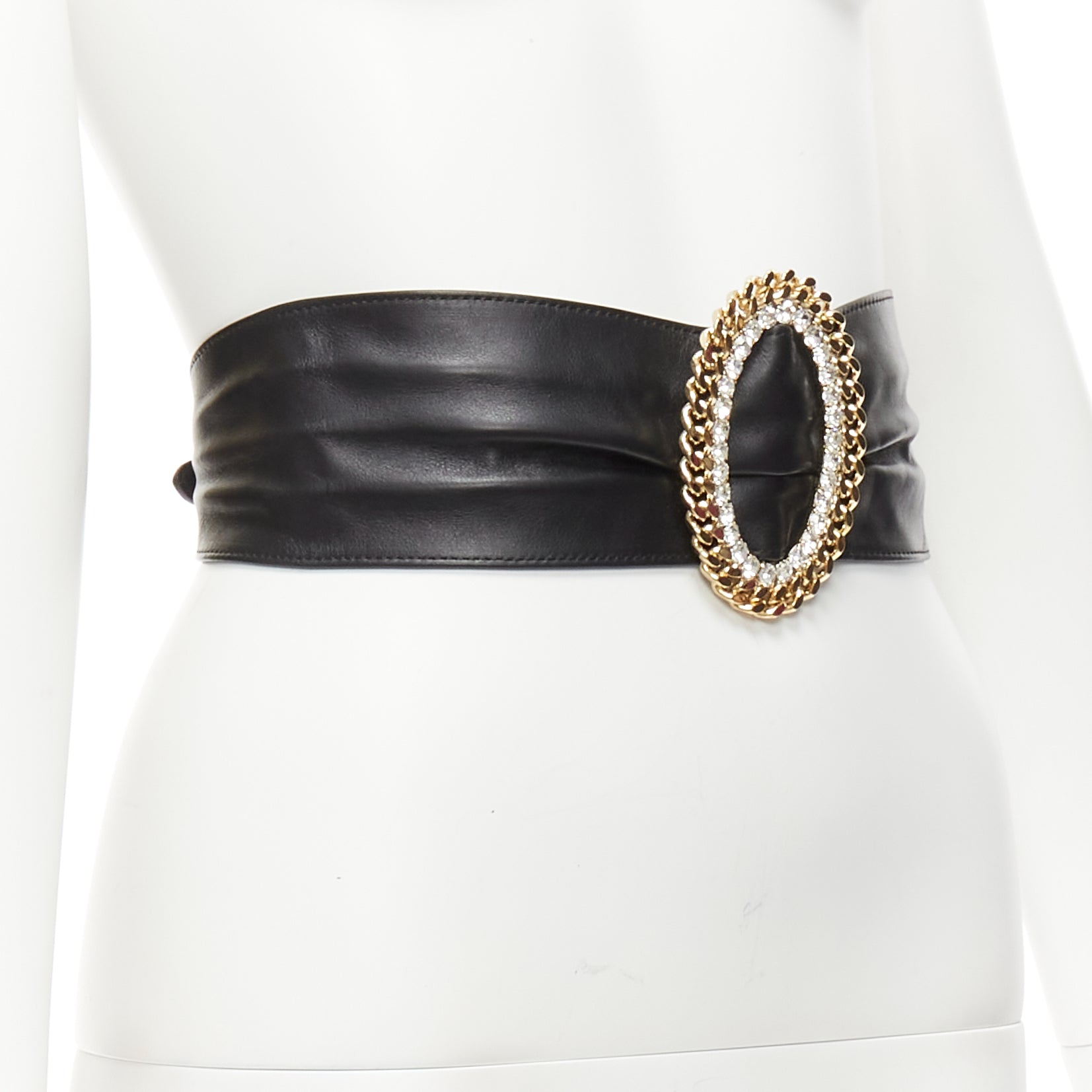 Alessandra Rich Stripe Fabric Skinny Belt - Image 6