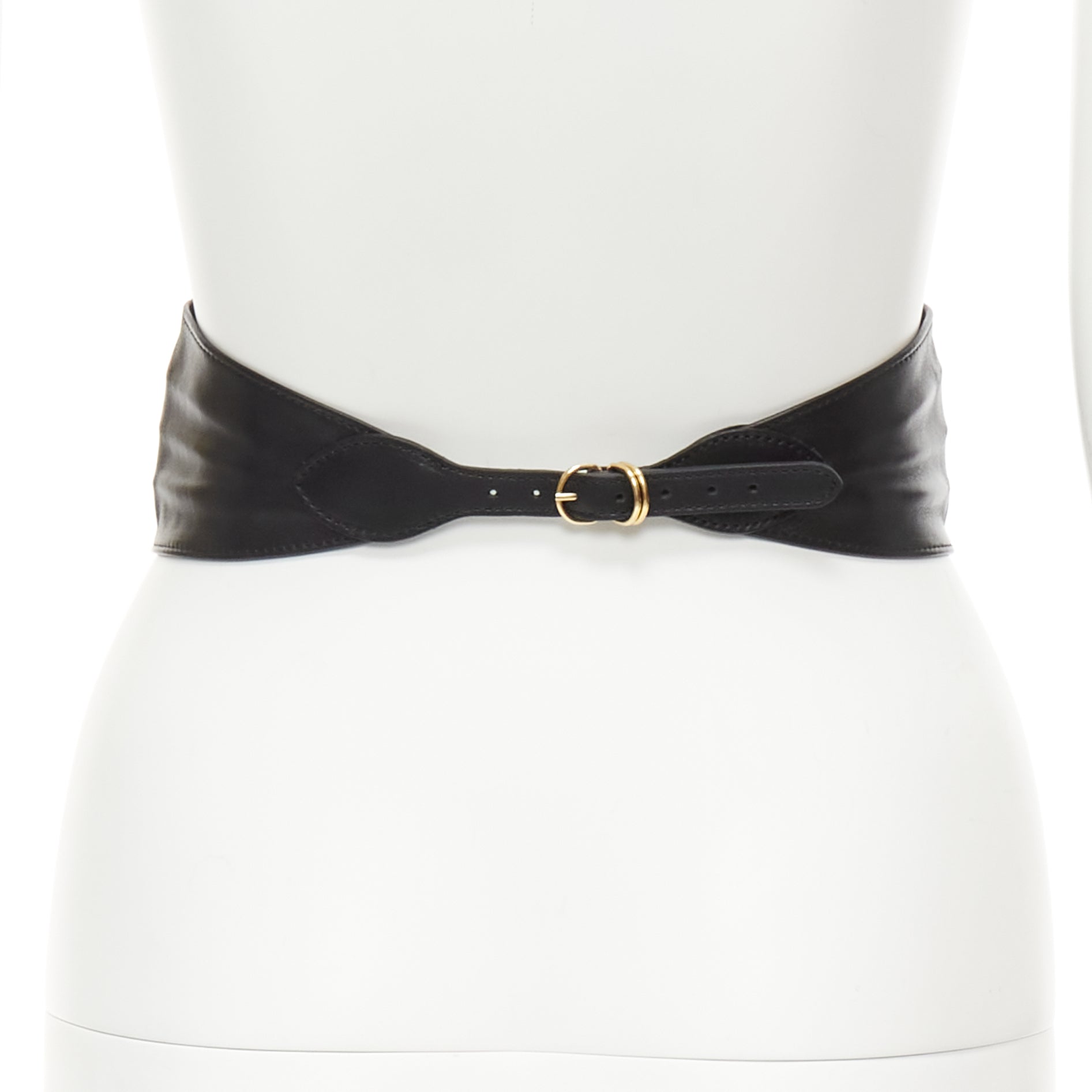 Alessandra Rich Stripe Fabric Skinny Belt - Side view