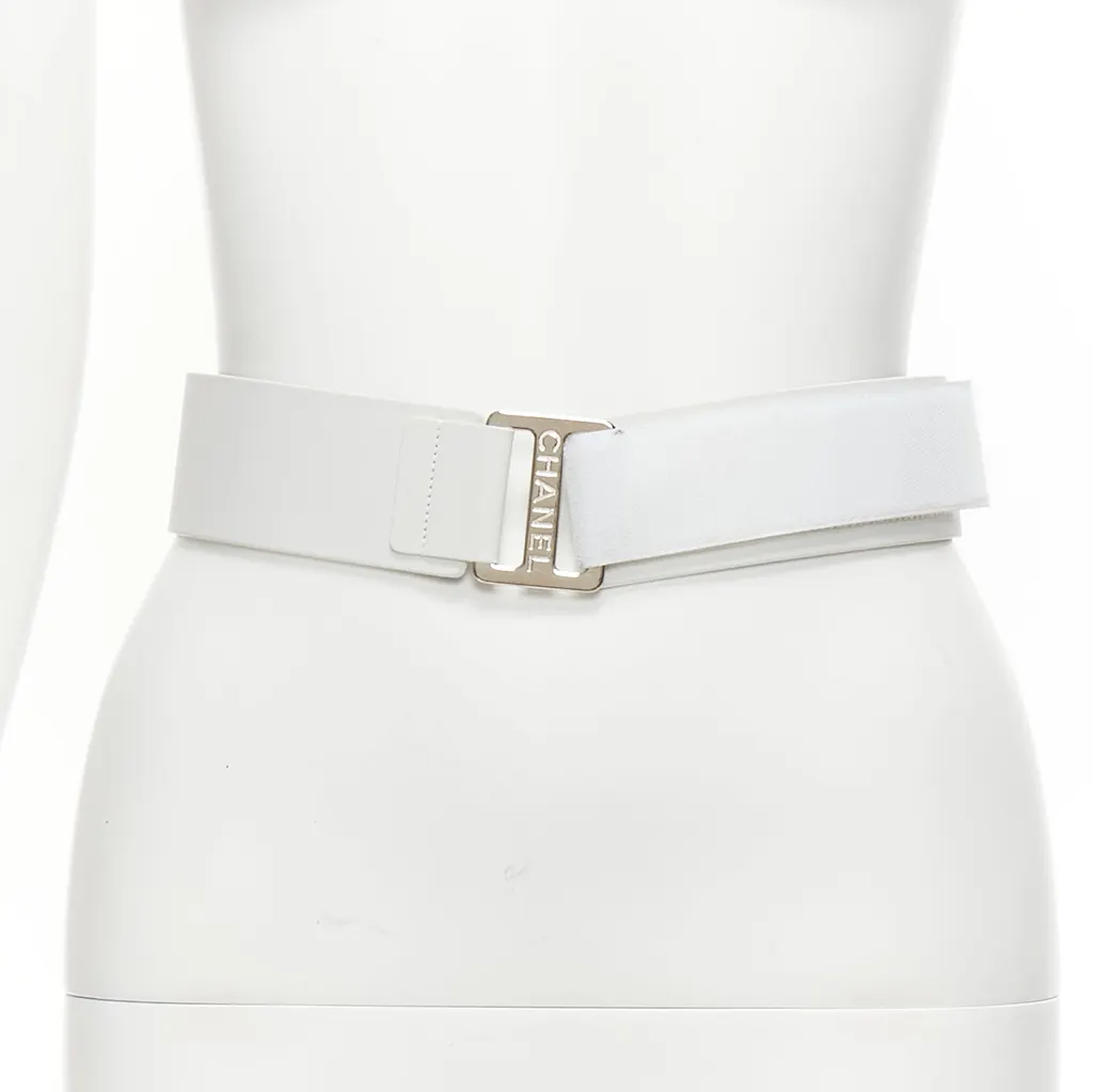 Chanel Pink Crystal Crab Belt White Leather Fair - Front View
