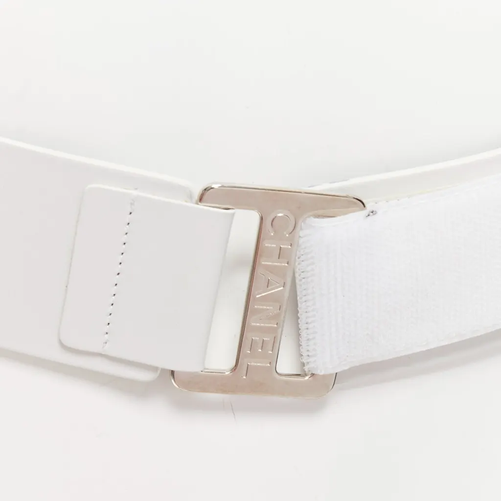 Chanel Pink Crystal Crab Belt White Leather Fair - Back View