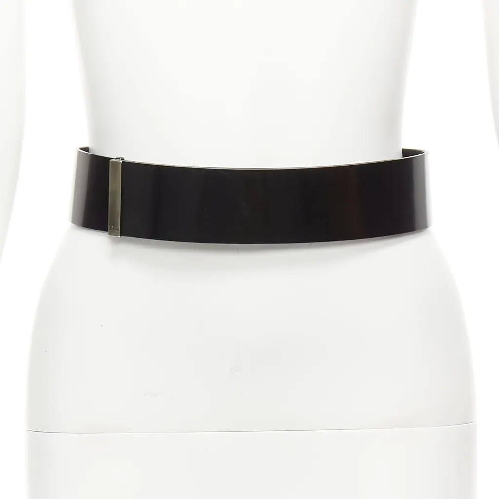 Dior Interlocking GG Chain Belt Black Leather Good - Front View