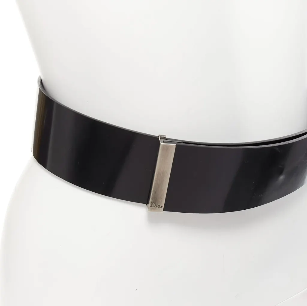 Dior Interlocking GG Chain Belt Black Leather Good - Back View