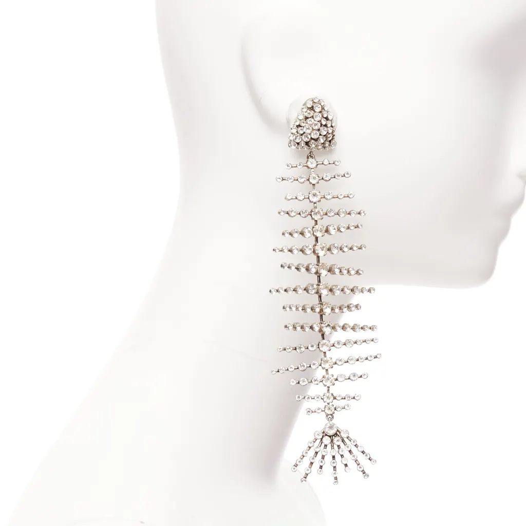 Saint Laurent Fish Bone Earrings Silver Metal Very good - Inside View