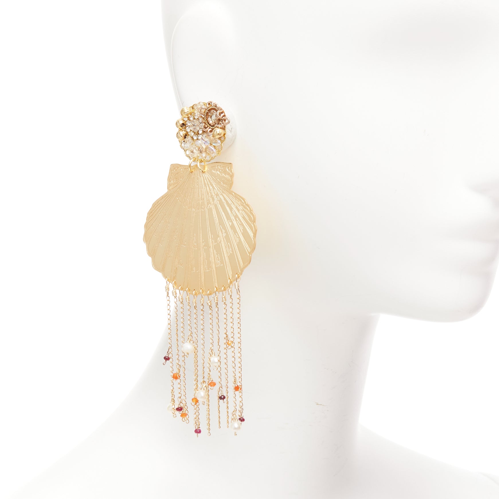 Mercedes Salazar Shell Tassel Earrings - Back view