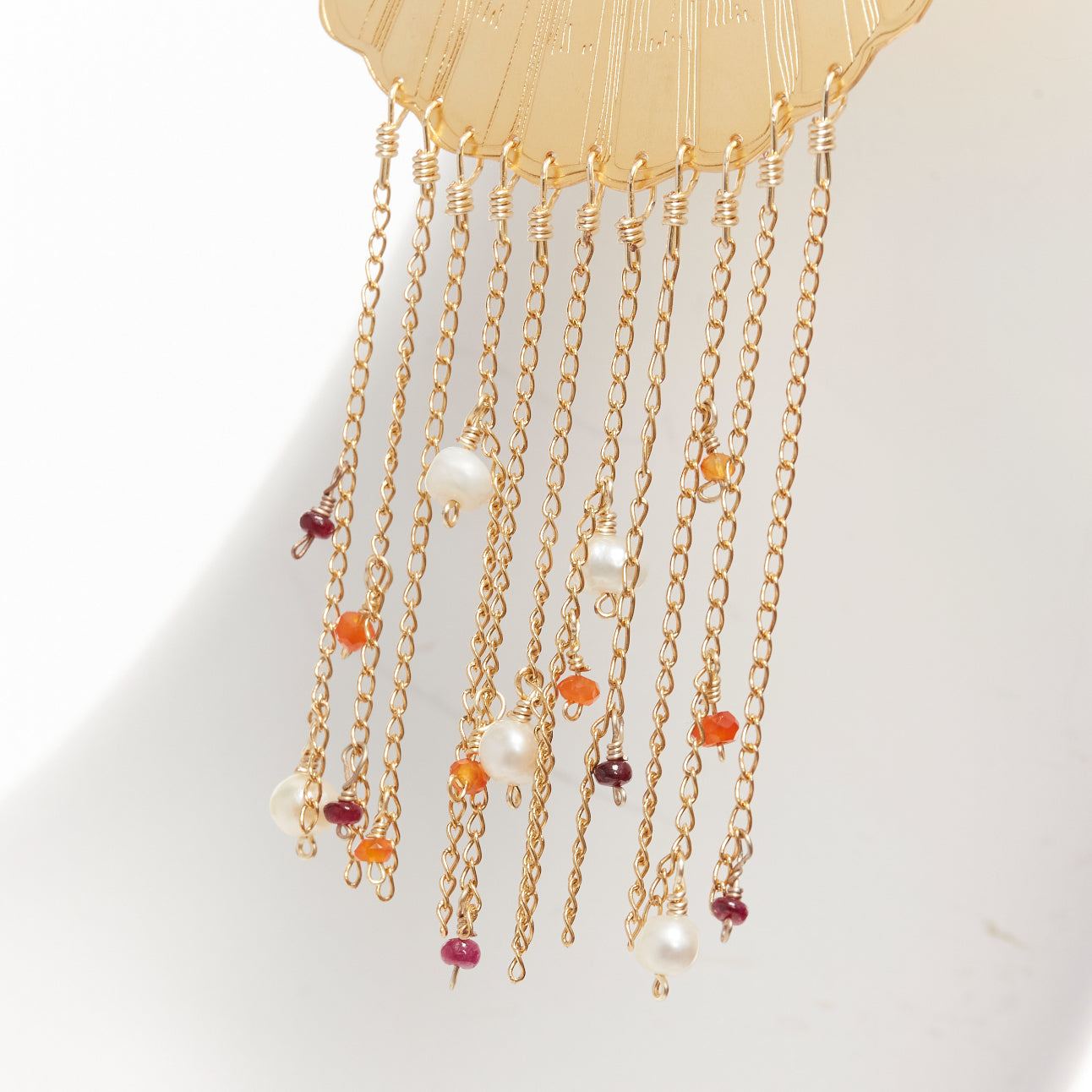 Mercedes Salazar Shell Tassel Earrings - Side view