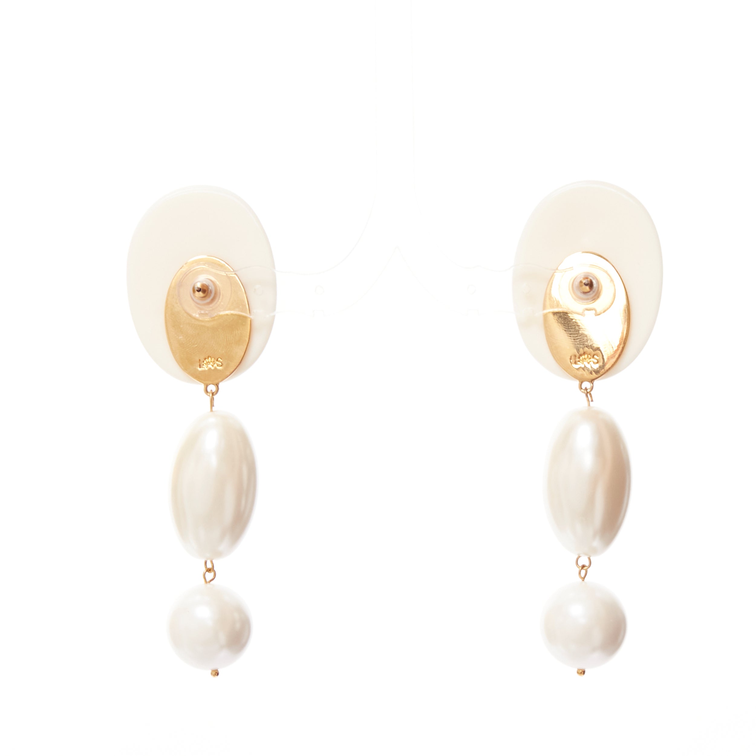 Lele Sadoughi Geometric Pearl Earrings - Side view